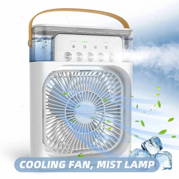10 Inche Portable Air Conditioner Fan: Usb Electric Fan With Led Night Light, Fine Mist Water, And Humidifier Function | Led Night Light Water Mist (random Color)
