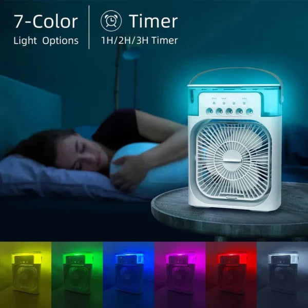 10 Inche Portable Air Conditioner Fan: Usb Electric Fan With Led Night Light, Fine Mist Water, And Humidifier Function | Led Night Light Water Mist (random Color)