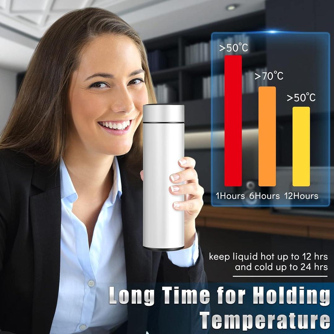 Premium Insulated Temperature Display Water Bottle – 500ml Stainless Steel, Hot & Cold Flask