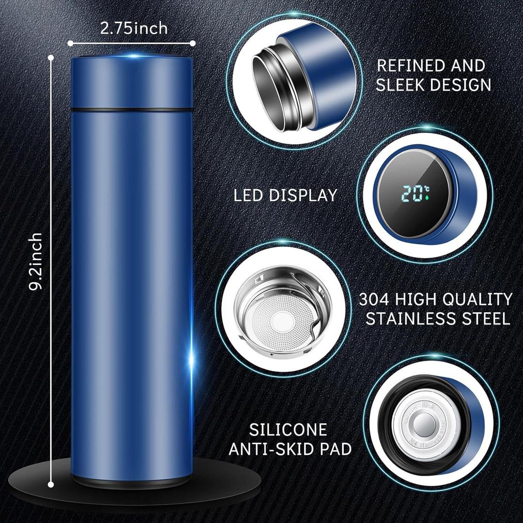 Premium Insulated Temperature Display Water Bottle – 500ml Stainless Steel, Hot & Cold Flask