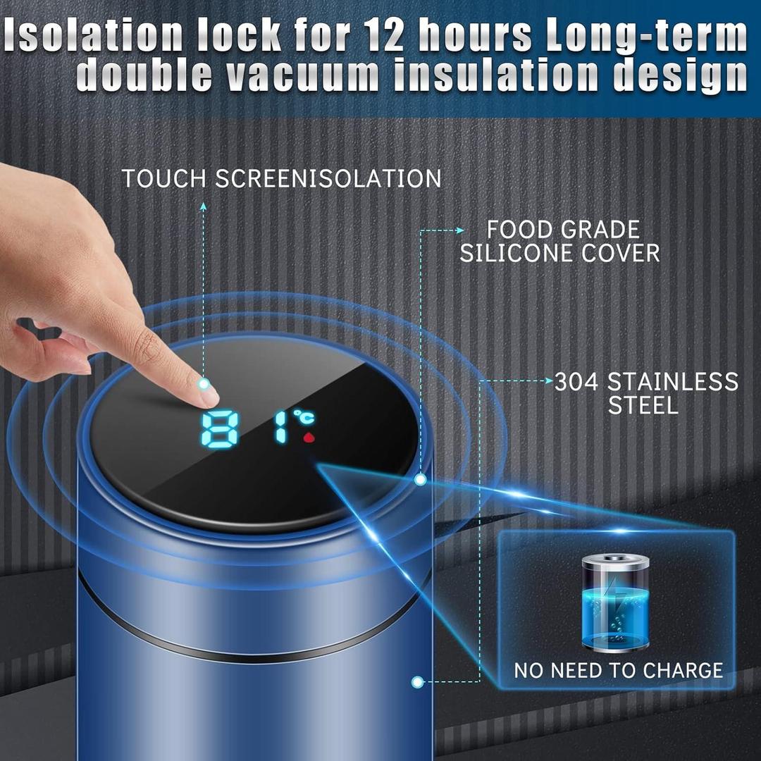 Premium Insulated Temperature Display Water Bottle – 500ml Stainless Steel, Hot & Cold Flask